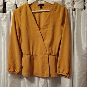 J. Crew Mustard Faux Wrap Blouse 2